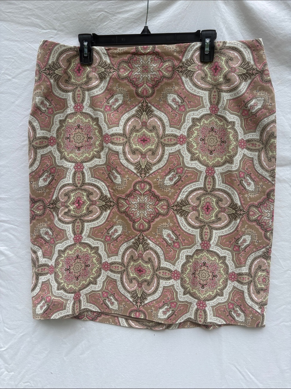 Talbots Pink & Tan Medallion Pencil Skirt
